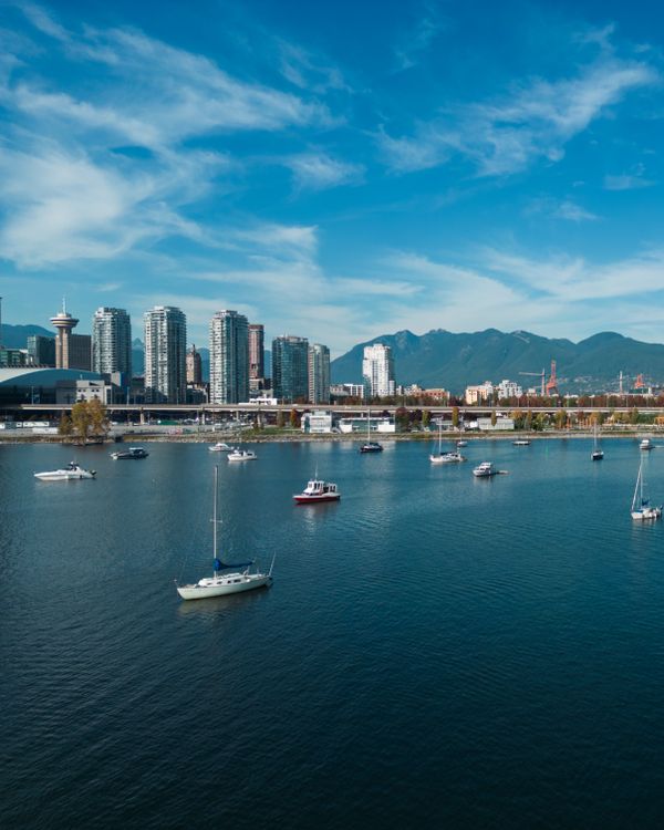 Vancouver harbor aerial sailboats mountains healthcare - healthcare ORM Vancouver General